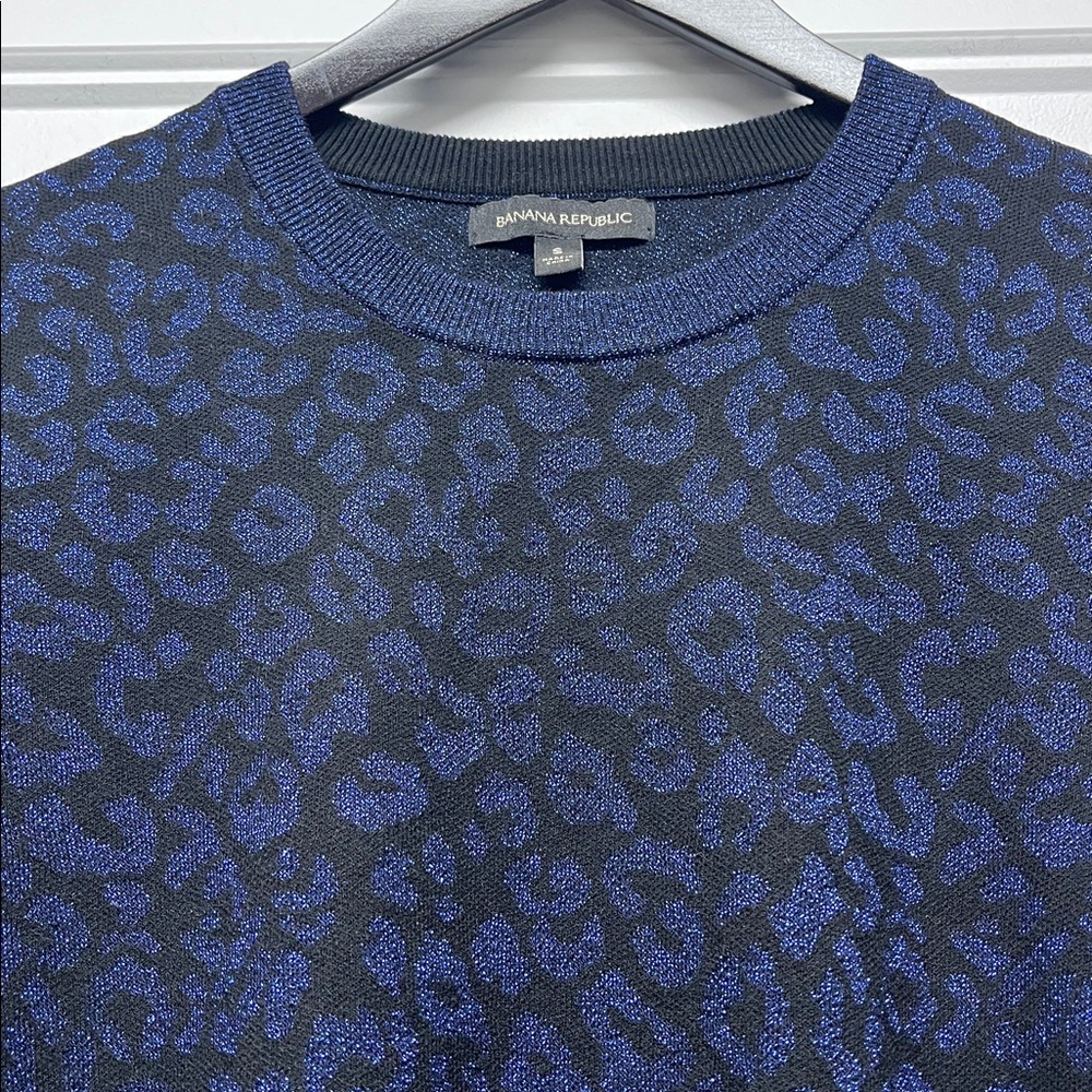 Banana Republic Navy Leopard Print Sweater